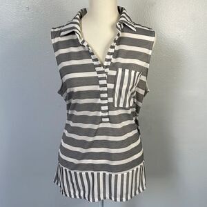 Ava James v-neck tank top.  Size Large.  Striped.  Black and white.